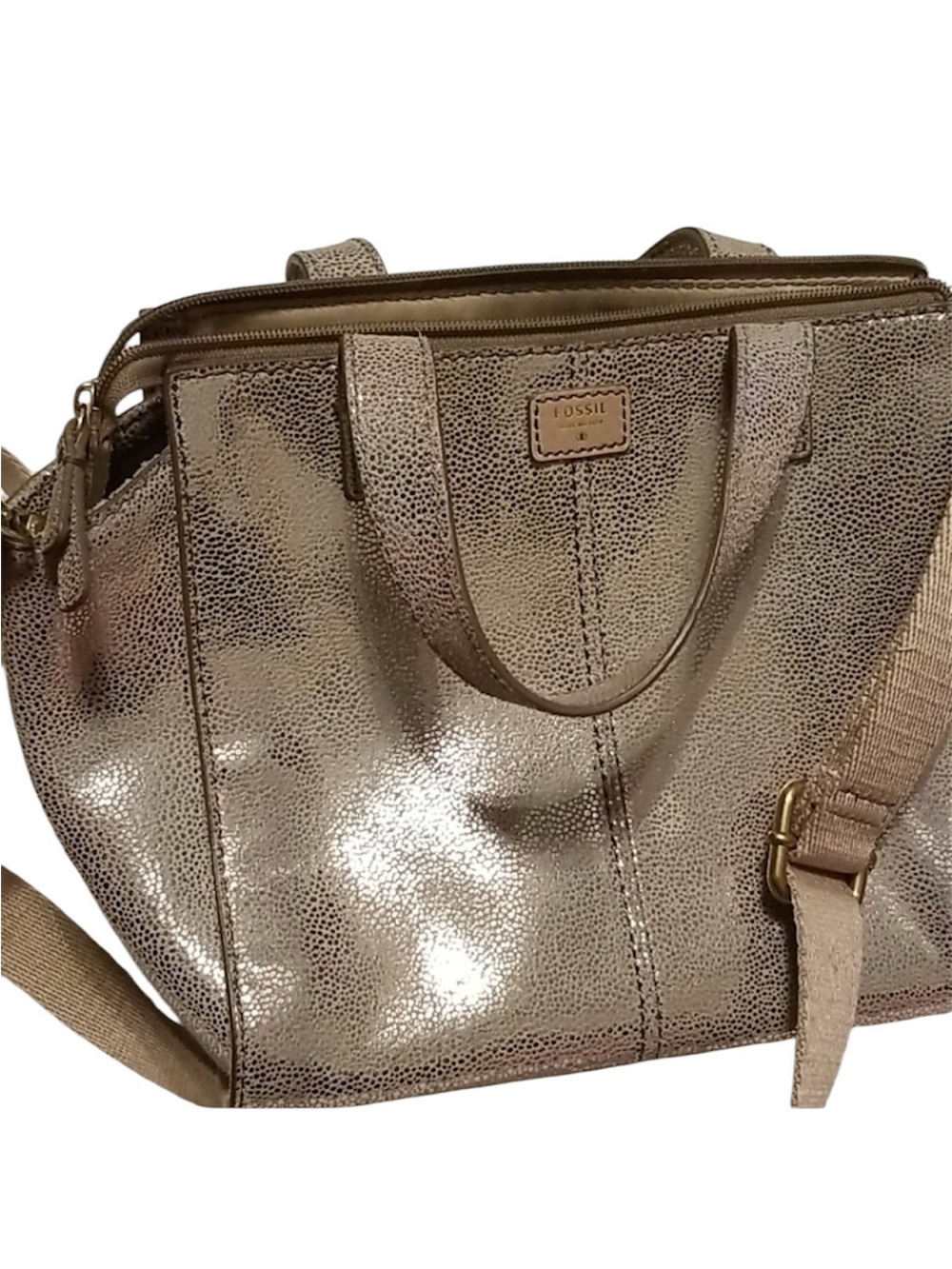 FOSSIL Tessa Sparkling Metallic Satchel Bag Y2K Purse